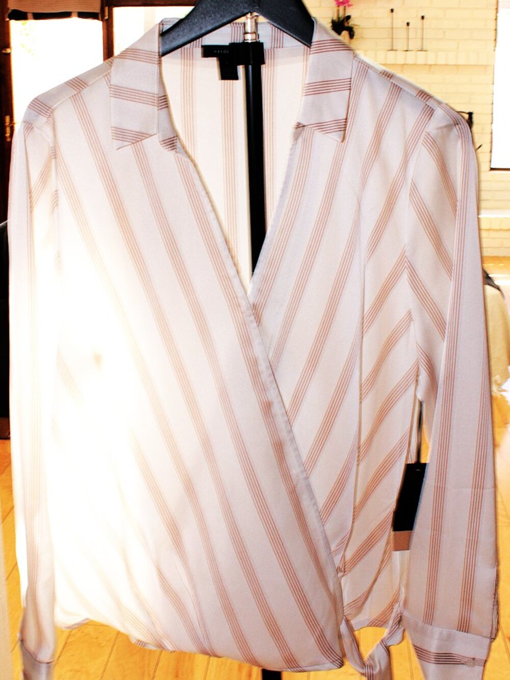 NWT Halogen Striped Wrap Blouse Size L